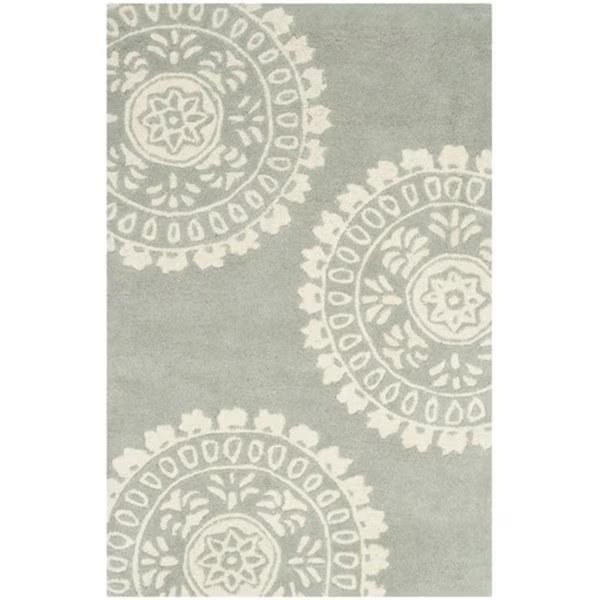 Bella Hand Tufted Accent Rug- Grey - Ivory- 2 x 3 ft., Safavieh, Mfr#: BEL121A-2
